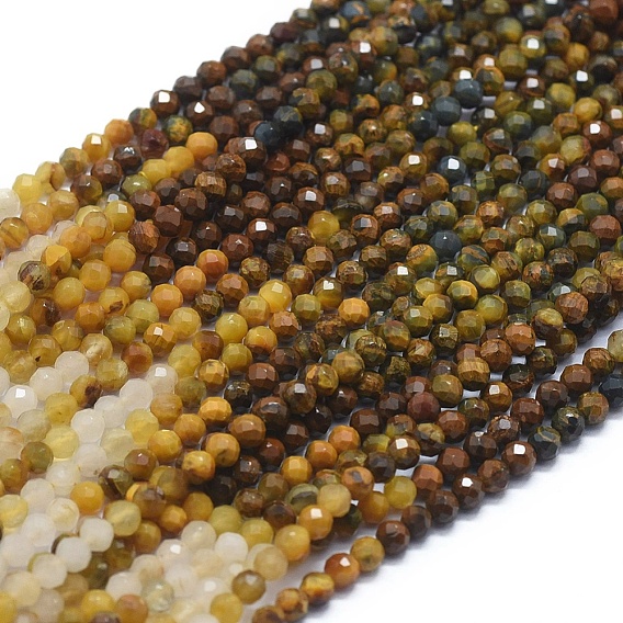 Natural Pietersite Beads  Strands, Gradient Style, Round, Faceted