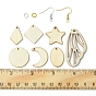 Kit de fabrication de boucles d'oreilles vierges inachevées, y compris les pendentifs en bois de peuplier naturel lune et étoile et cerf-volant et feuille, Crochets de boucles d'oreilles en fer