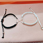 2Pcs 2 Color Alloy Heart Link Braceets Set, Adjustable Couple Bracelets for Valentine's Day