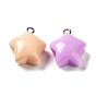 Opaque Resin Pendants, with Platinum Tone Iron Loops, Star Charms