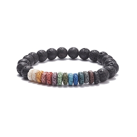 Natural Lava Rock Beaded Stretch Bracelet, Essential Oil Gemstone Jewelry for Women