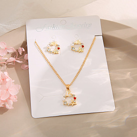 Charming Floral Butterfly Jewelry Set with Unique Waterdrop Necklace for Women