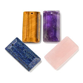 Natural Gemstone Pendants, Faceted Rectangle Charms