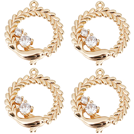 10 кулоны из латуни с микрочастицами и кубическим цирконием., реальный 18 k позолоченный, кольцо с дельфином