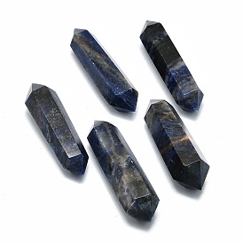 Natural Sodalite Beads, Healing Stones, Reiki Energy Balancing Meditation Therapy Wand, No Hole/Undrilled, Double Terminated Point