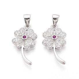 День Святого Патрика 925 Подвески из стерлингового серебра с микропаве и прозрачными кубическими циркониями, подвески в виде клевера с клеймом 925, родий