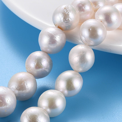 Natural Keshi Pearl Beads Strands, Cultured Freshwater Pearl, Round