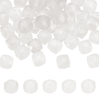 Natural Quartz Crystal Beads Strands, Rock Crystal, Faceted, Cube