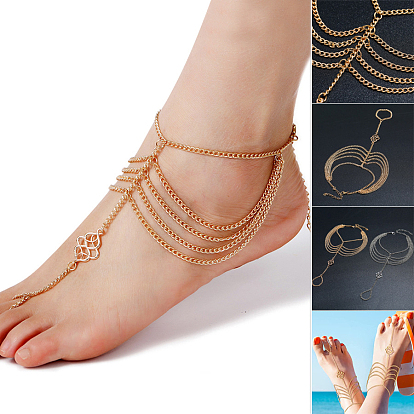 Благоприятные облачные сплавные многослойные браслеты на пальцы ног с кисточками из сплава для женщин