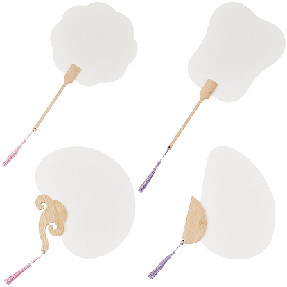 4шт. 4 стили бумажные веера, с ПВХ фурнитурой, разнообразные