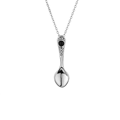 Ожерелье с подвеской в виде ложки из нержавеющей стали для мужчин - ювелирные изделия из нержавеющей стали
