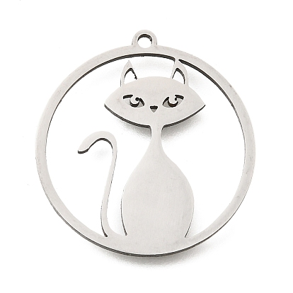 201 подвески из нержавеющей стали, лазерная резка, кольцо с подвеской в виде кошки