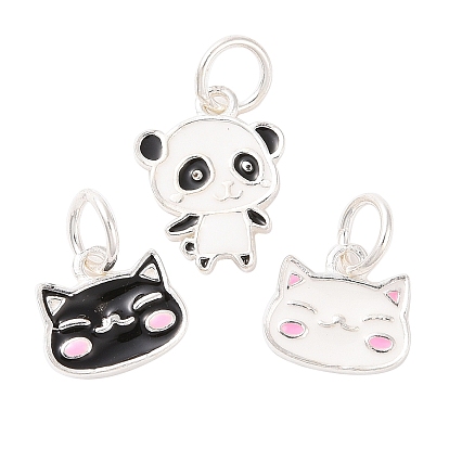 Форма животного 925 подвески из стерлингового серебра, с эмалью и переходными кольцами и штампом s925