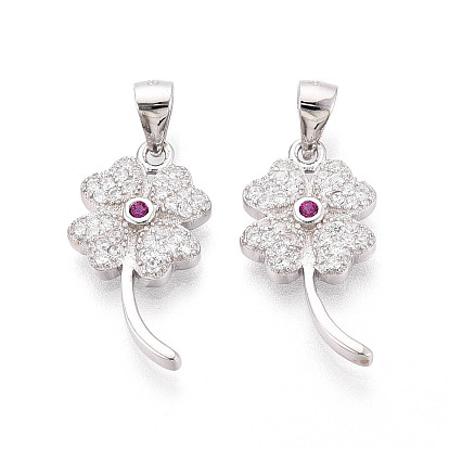 День Святого Патрика 925 Подвески из стерлингового серебра с микропаве и прозрачными кубическими циркониями, подвески в виде клевера с клеймом 925, родий