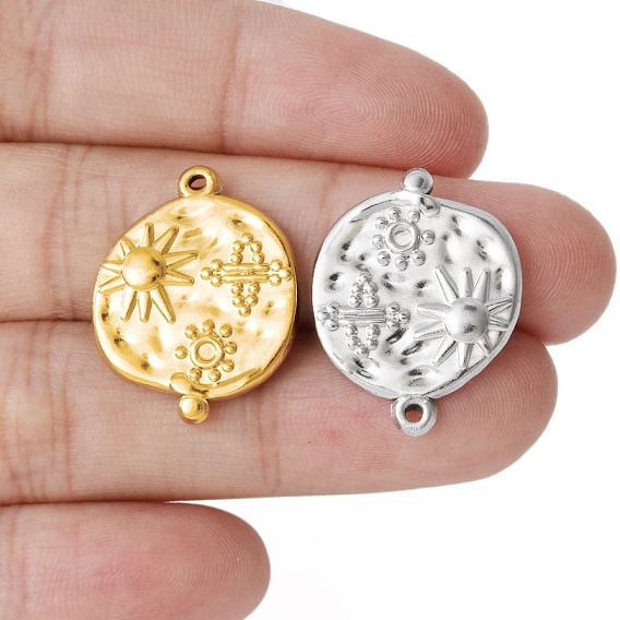 304 подвески из нержавеющей стали, плоский круглый с солнечным шармом