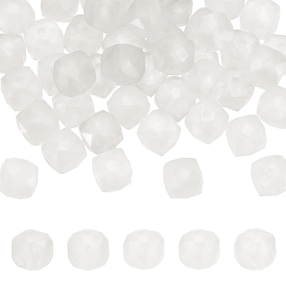 De perlas de cristal de cuarzo natural hebras, cristal de roca, facetados, cubo