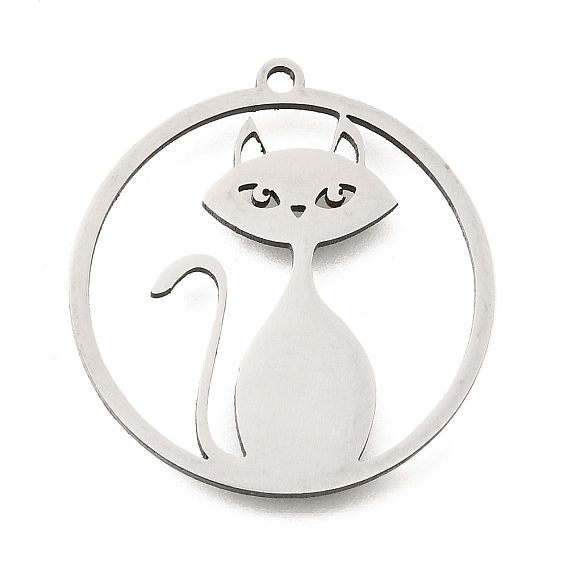 201 подвески из нержавеющей стали, лазерная резка, кольцо с подвеской в виде кошки