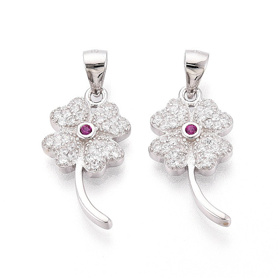 Счастливый 925 подвеска из стерлингового серебра с микропаве из прозрачных кубических цирконий, Подвески в виде четырехлистного клевера с клеймом 925, родий