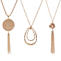 3 шт. 3 стили сплава каплевидный диск узел кулон длинное ожерелье комплект