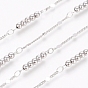 Brass Handmade Beaded Chains, Bar Link Chains, with Spool, Long-Lasting Plated, Soldered, Round