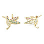 Brass Micro Pave Colorful Cubic Zirconia Pendants, with Brass Jump Rings, Nickel Free, Bird