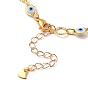 Brass Horse Eye Link Chain Necklaces, with Evil Eye Plastic Beads and 304 Stainless Steel Lobster Claw Clasps