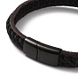 Leather Braided Cord Bracelet, with 304 Stainless Steel Magnetic Clasps for Men Women