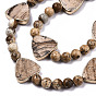 Natural Picture Jasper Strands, with Light Gold Brass Edge, Triangle & Round