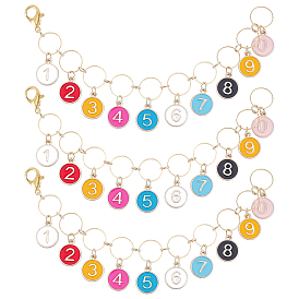 3 шт. латунные звенья для вязания счетных рядов, с шармом из сплава эмали, плоско-круглые