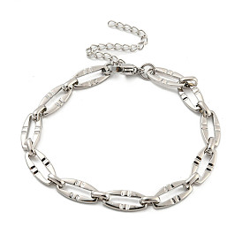 304 Stainless Steel Oval Link Chains Bracelets for Men & Women