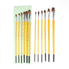 Painting Brush Set, Wolf Mane Brush Head with Wooden Handle and Aluminium Tube, for Watercolor Painting Artist Professional Painting