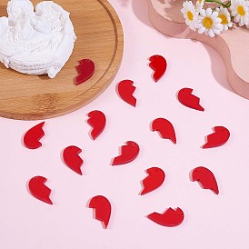 20 Pieces Break Apart Heart Charm Pendant Red Half Heart Charm Acrylic Pendant for Jewelry Necklace Earring Making Crafts
