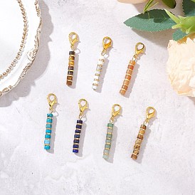 7шт. подвесные украшения из смешанных натуральных и синтетических камней, с медными застежками, колонка