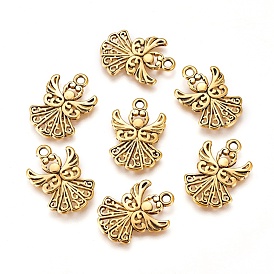 Tibetan Style Alloy Pendants, Cadmium Free & Lead Free, Angel, 20x14x1mm, Hole : 1.5mm