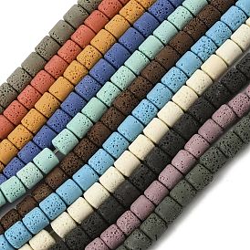 Нити бусин из искусственного камня лавы ручной работы, колонка, яркие глазированный фарфор