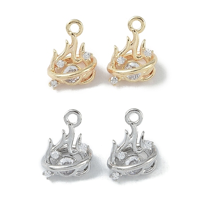 Латунные микропаве прозрачные подвески с фианитом, без кадмия, без никеля и без свинца, со стеклом, пожар