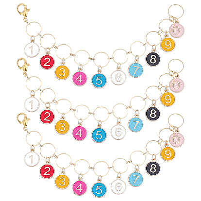 3 шт. латунные звенья для вязания счетных рядов, с шармом из сплава эмали, плоско-круглые