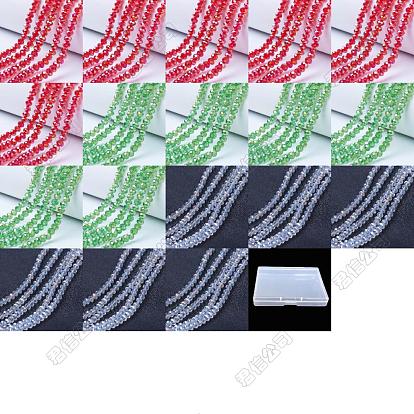 18 brins 18 styles thème de Noël brins de perles de verre électrolytiques, de couleur plaquée ab , facette, rondelle