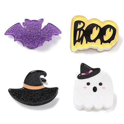 Акриловые заколки-когти на Хэллоуин, с сплавом и блестящей пудрой, аксессуары для волос для женщин и девочек