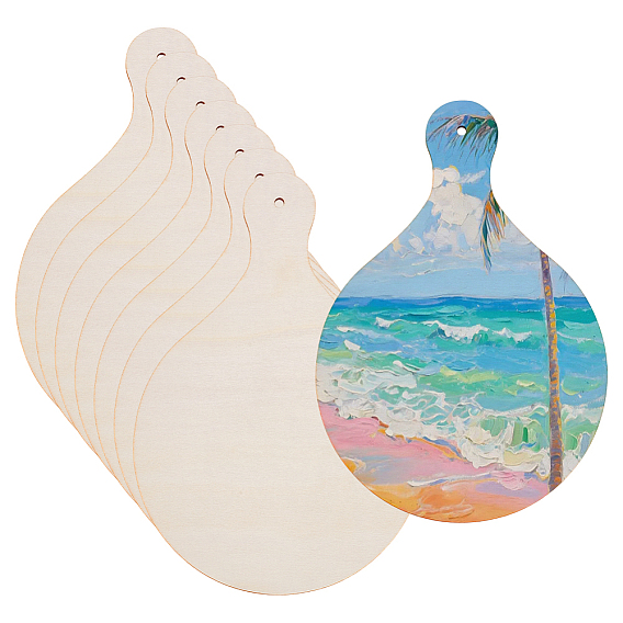 8 шт. необработанная деревянная разделочная доска с ручкой, плоско-круглые