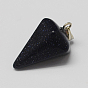 Gemstone Pendants, with Brass Clasps, Mixed Stone, Cone/Spike/Pendulum, 26x16mm, Hole: 6x2mm, 12pcs/box