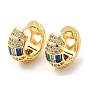 Rack Plating Brass Thick Hoop Earrings, Colorful Cubic Zirconia Earrings