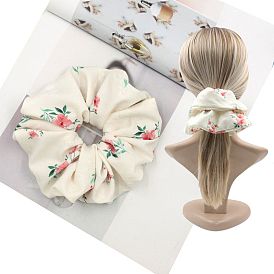 300Pcs Flower Pettern Girls Hair Accessories, Scrunchie/Scrunchy, Polyester Elastic Hair Ties, Ponytail Holder