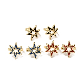 Rack Plating Brass Enamel Star Cuff Earrings for Women, Real 18K Gold Plated