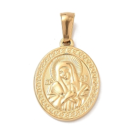 304 подвески из нержавеющей стали, овальные с рисунками " virgin mary", ручная полировка, ионное покрытие (ip)