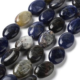 Natural Sodalite Beads Strands, Flat Oval