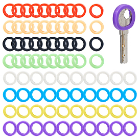 80Pcs 8 Colors Silicone Nonslip Waterproof Reusable Key Sleeve, Key Identifier Caps, Ring