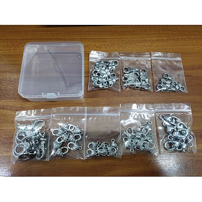 Tibetan Style Alloy Lobster Claw Clasps, Mixed Shapes