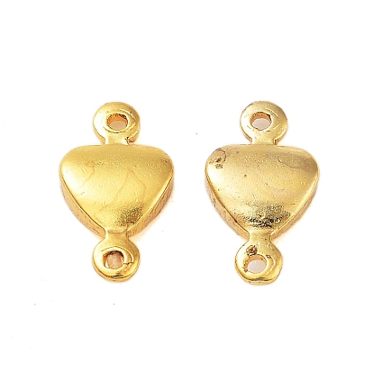 Rack Plating Brass Heart Links Connector Charms, Cadmium Free & Lead Free