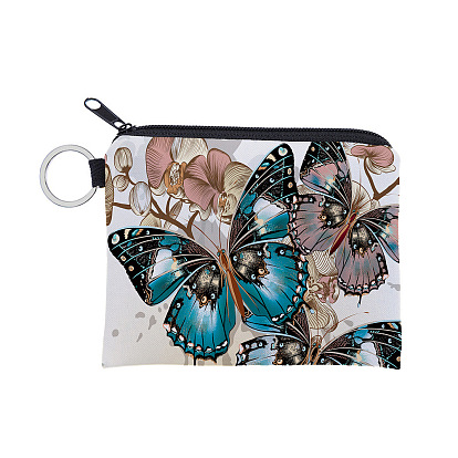Colorful Butterfly Print Coin Purse Water-Repellent Portable Personalized Storage Card Holder Key Holder